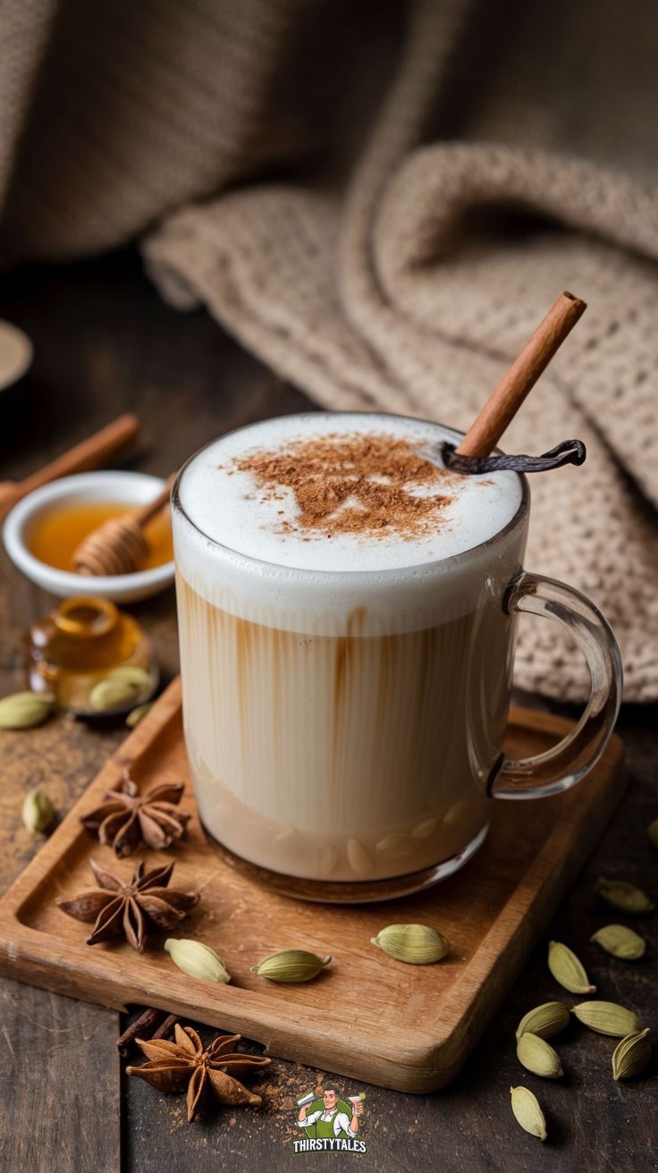 Creamy Kurdish chai latte with cinnamon
